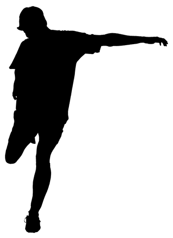 Silhouette of man performing push-ups on transparent background