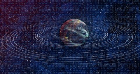 Planet Surrounded by Binary Code in Space Concept - Download Free Stock Images Pikwizard.com