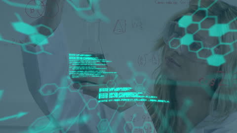 Caucasian Female Scientist Analyzing in Futuristic Laboratory