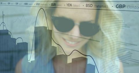 Businesswoman Analyzing Financial Data and Currency Fluctuations