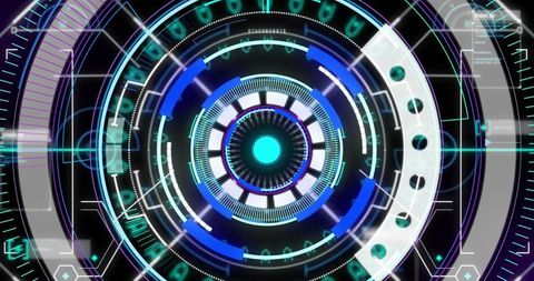 Futuristic Sci-Fi Digital Interface with Spinning Components - Download Free Stock Images Pikwizard.com
