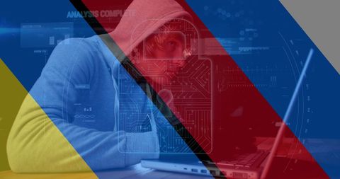 cyber warfare represented by hacker with data and ukraine russia flags - Download Free Stock Images Pikwizard.com