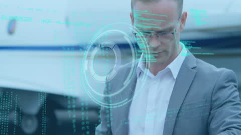 Businessman Monitoring Data Insights Airport Location