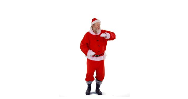 Santa Claus Checking Time Red Outfit White Background - Download Free Stock Images Pikwizard.com