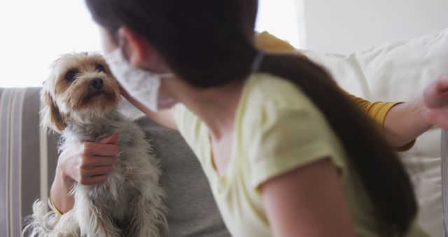 Family Spending Quality Time with Their Pet Dog at Home - Download Free Stock Images Pikwizard.com