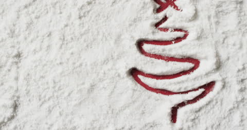 Christmas Tree Design on Powder with Red Background