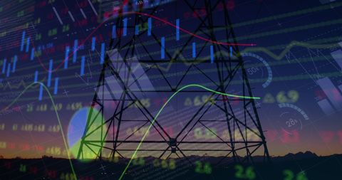 Financial Data Visualization Overlaying Industrial Frame - Download Free Stock Images Pikwizard.com