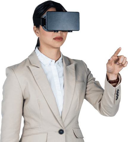 Transparent Businesswoman Engaging with Virtual Reality in Suit - Download Free Stock Videos Pikwizard.com