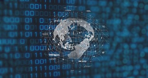 Spinning Globe with Digital Binary Code Interface - Download Free Stock Images Pikwizard.com