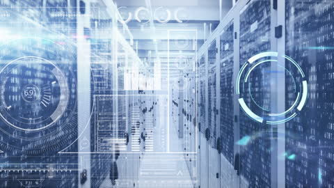 Futuristic Data Processing with Virtual Dashboard in Server Room