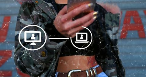 Technology network concept over smartphone usage