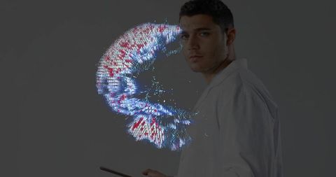 Innovative researcher utilizing holographic data technology