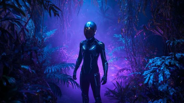 Futuristic Explorer in Neon Jungle Scifi Setting
