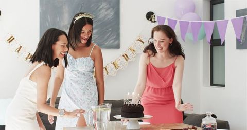 Joyful Birthday Celebration with Friends and Candles