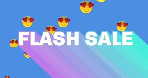 Flash sale promotion with heart emojis on vibrant background