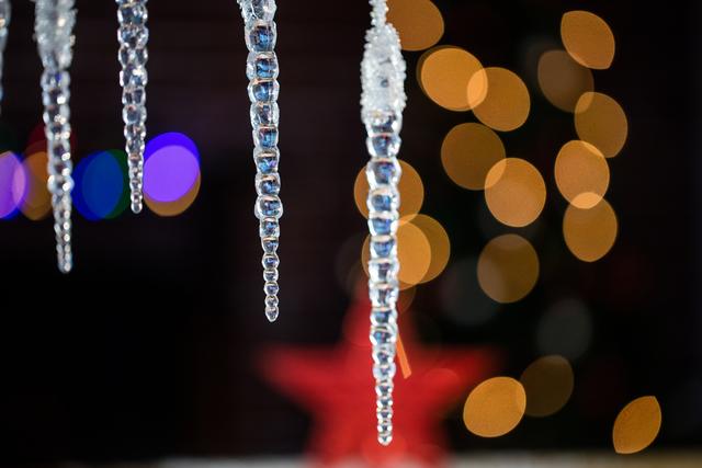 Close-up of icicle during christmas time