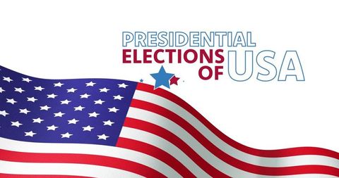 Waving american flag with bold presidential elections of usa typography for campaign materials