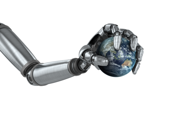 Transparent Chrome Robotic Hand Gripping Earth Desert Globe - Download Free Stock Videos Pikwizard.com