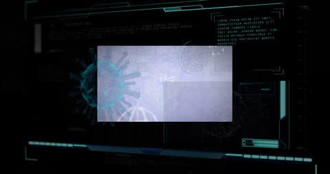 Futuristic Virus Animation Display on Digital Screen