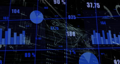 Abstract Financial Data and World Map Interface Animation