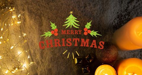 Merry christmas greeting with decorative elements and lights