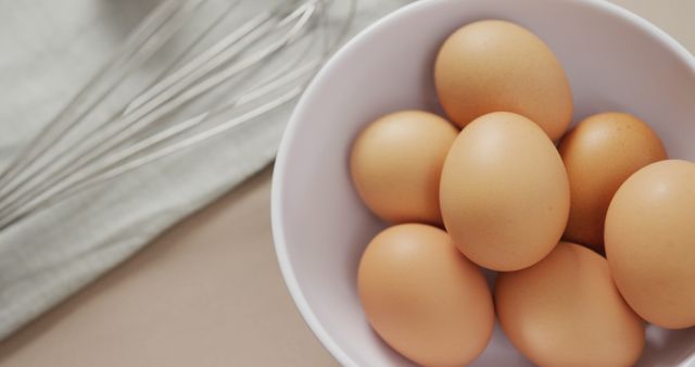 Fresh Brown Eggs in White Bowl on Kitchen Countertop - Download Free Stock Images Pikwizard.com