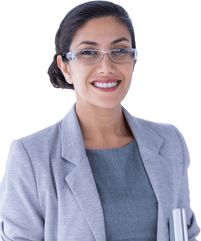 Transparent Background of Smiling Businesswoman in Glasses