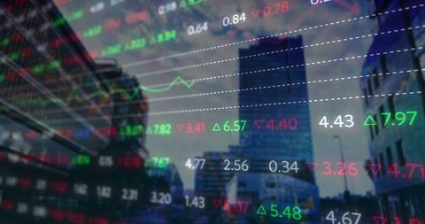 digital financial data overlaid on cityscape background - Download Free Stock Images Pikwizard.com