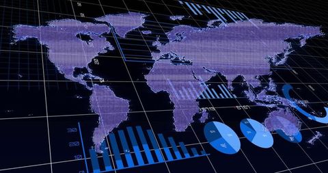 Digital World Map with Data Analysis Interface Design