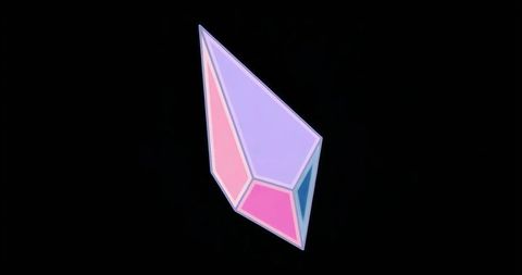 Glowing Pastel Geometric Prism in Dark Void