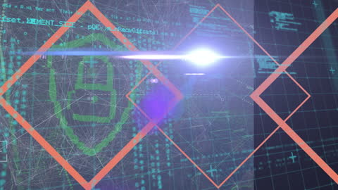 Digital Data Analysis with Network Connections and Shield Icon