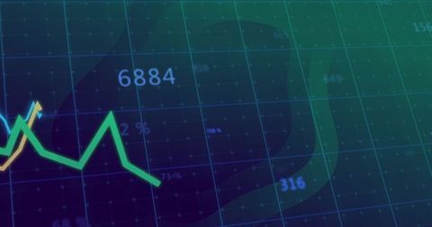 Green Zigzag Line Showing Market Trend on Digital Trading Grid with Analytics Overlay