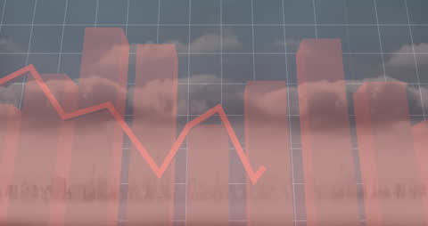 Financial Data Animation Over Cityscape Concept