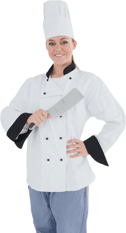 transparent background female chef holding meat cleaver smiling - Download Free Stock Videos Pikwizard.com