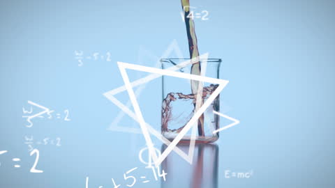 Abstract Science and Math Across Liquid in Beaker