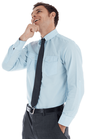 Thoughtful Businessman Contemplating Idea Transparent