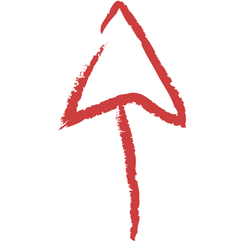 Red hand-drawn arrow on transparent background indicating direction