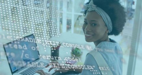 African american businesswoman experienced in data processing