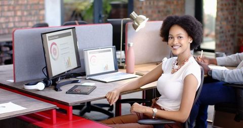 Confident African American Businesswoman Working in Modern Office
