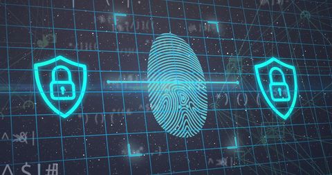 Cybersecurity Technology with Fingerprint and Digital Lock Icon - Download Free Stock Images Pikwizard.com