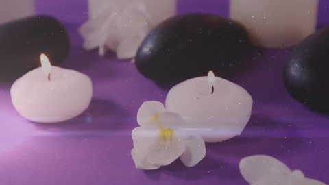 Serene Spa Ambiance with Candles and Flowers Encapsulating Relaxation