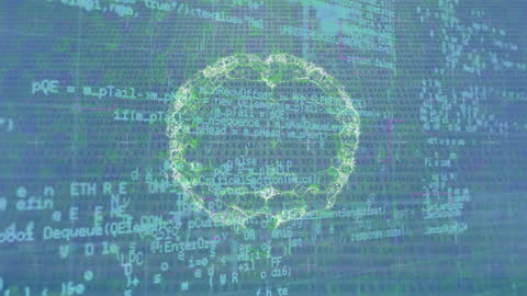 Digital Brain with Data Processing Hologram Background