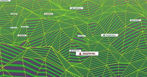 Vibrant Abstract Geometric Network with Numbers