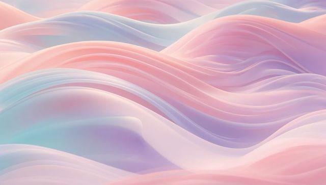 Dreamy pastel ribbon waves flowing overlapping silk-like layers for backgrounds