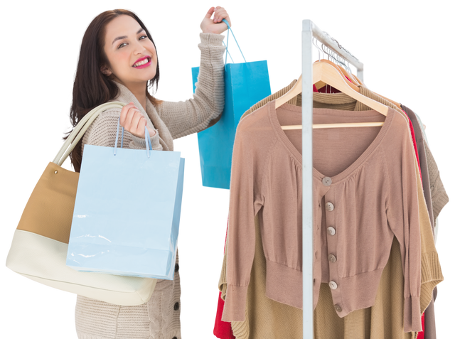 Happy Woman Shopping With Bags in Clothing Store on Transparent Background - Download Free Stock Videos Pikwizard.com