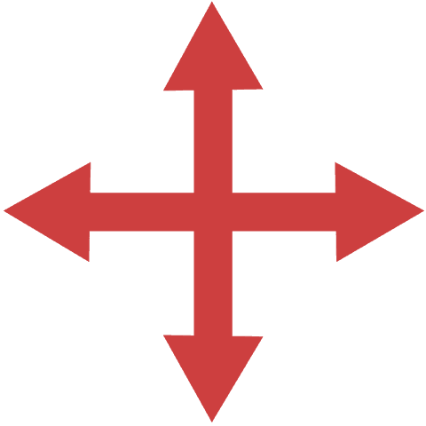 Red Directional Arrows on Transparent Background