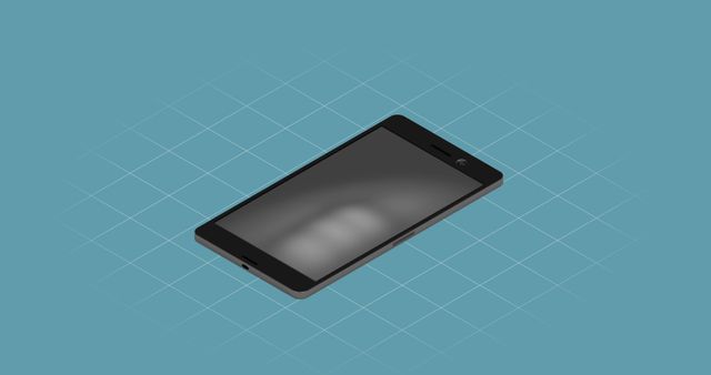 Smartphone placed on grid pattern background illustrating modern mobile technology and sleek design. Can be used for tech blogs, digital marketing, gadget advertisements, and presentations on communication improvements.