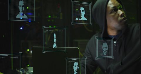 Cybersecurity Professional with Facial Recognition Interface - Download Free Stock Images Pikwizard.com
