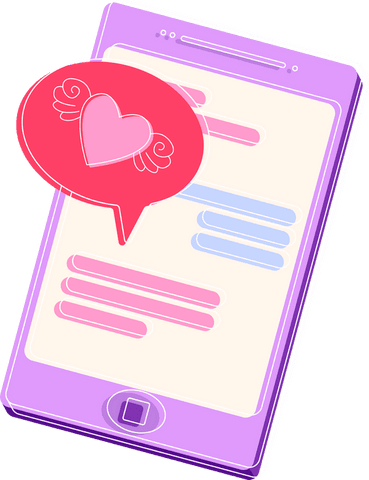 Purple Phone Interface with Heart Chat Bubble on Transparent Background - Download Free Stock Videos Pikwizard.com