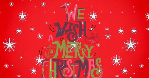 Festive Christmas Greeting with Snowflakes and Artistic Text